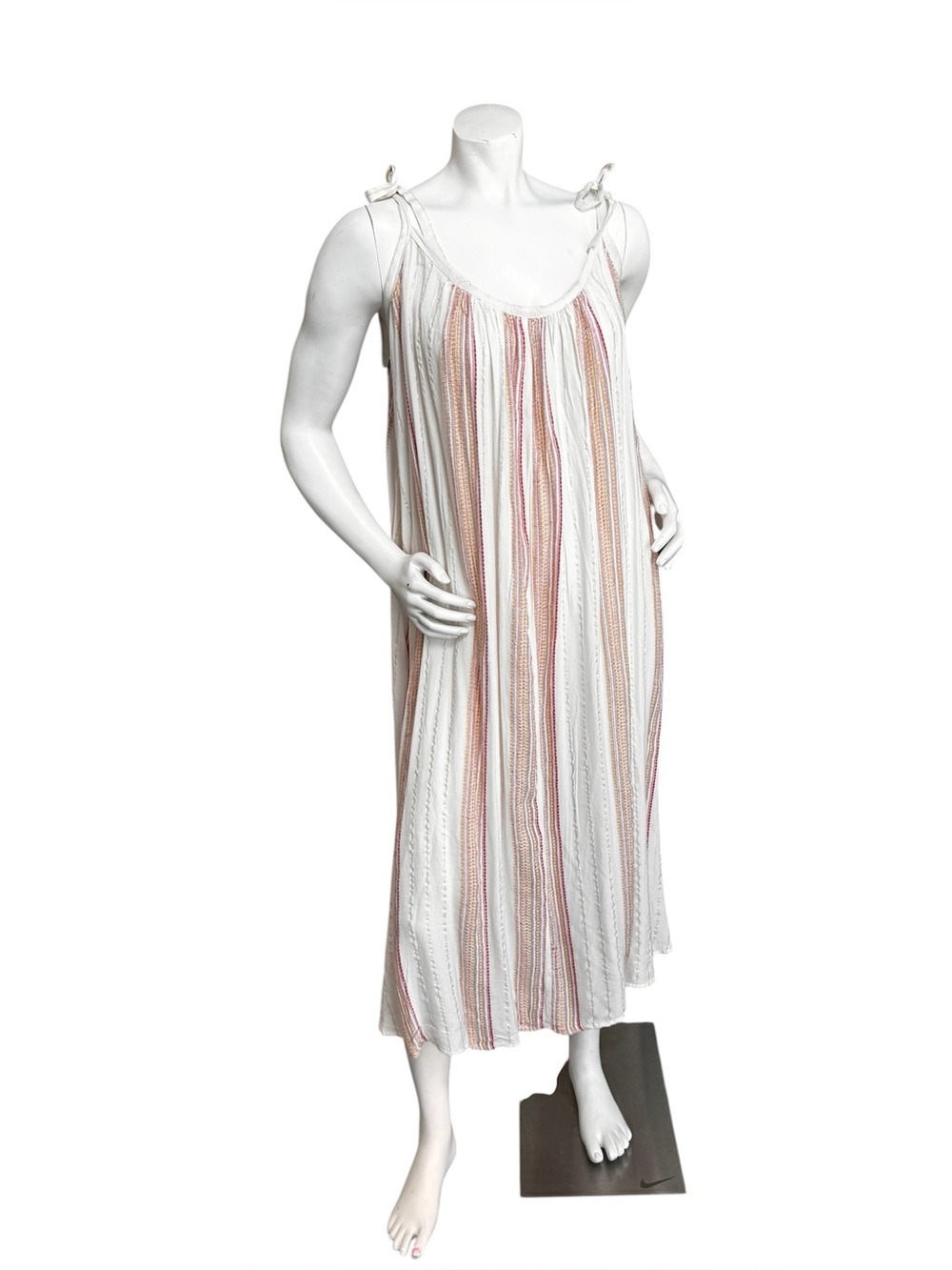 Elan Pink and Gold Tie-Shoulder Maxi Dress With Pockets - One Size - NWT